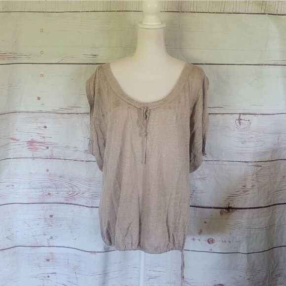 MaxMara Weekend Linen Canott Metalic Top Size L - Picture 1 of 6